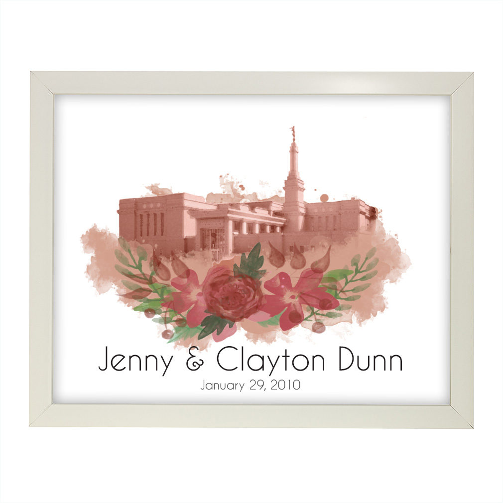 Personalized Rose Watercolor Temple - Wall Art - LDP-FR-ART-ROSETEMP