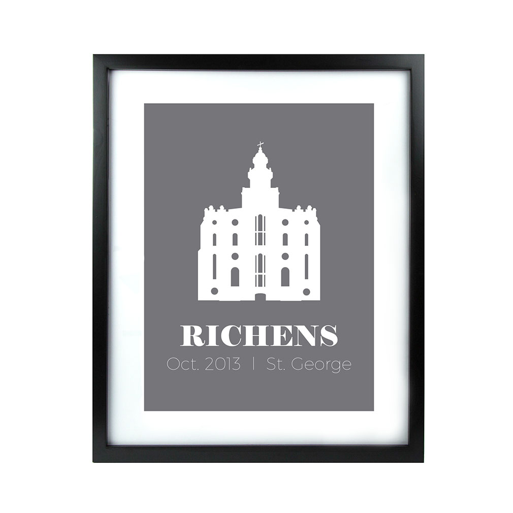 Personalized Filled Temple Print - Black - LDP-CTEMPPOSTSQ-BLK