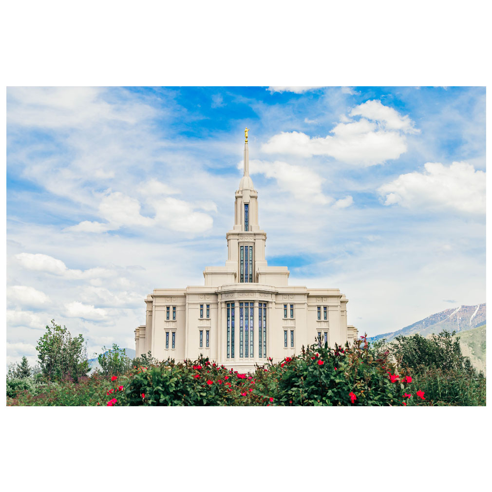 Payson Temple - Red Blossoms - LDP-ART-PAY-RED-BLOSSOMS