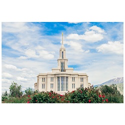 Payson Temple - Red Blossoms Paysom Temple Photography, lds temple photography, fine art lds temples, lds temple art, framed lds temples, payson Temple photos, payson Temple photography, framed payson temple art