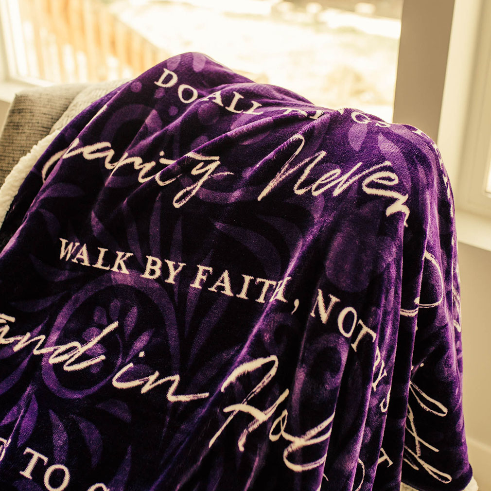 Words of Faith Sherpa Fleece Throw Blanket - LDP-BLANK-WOF