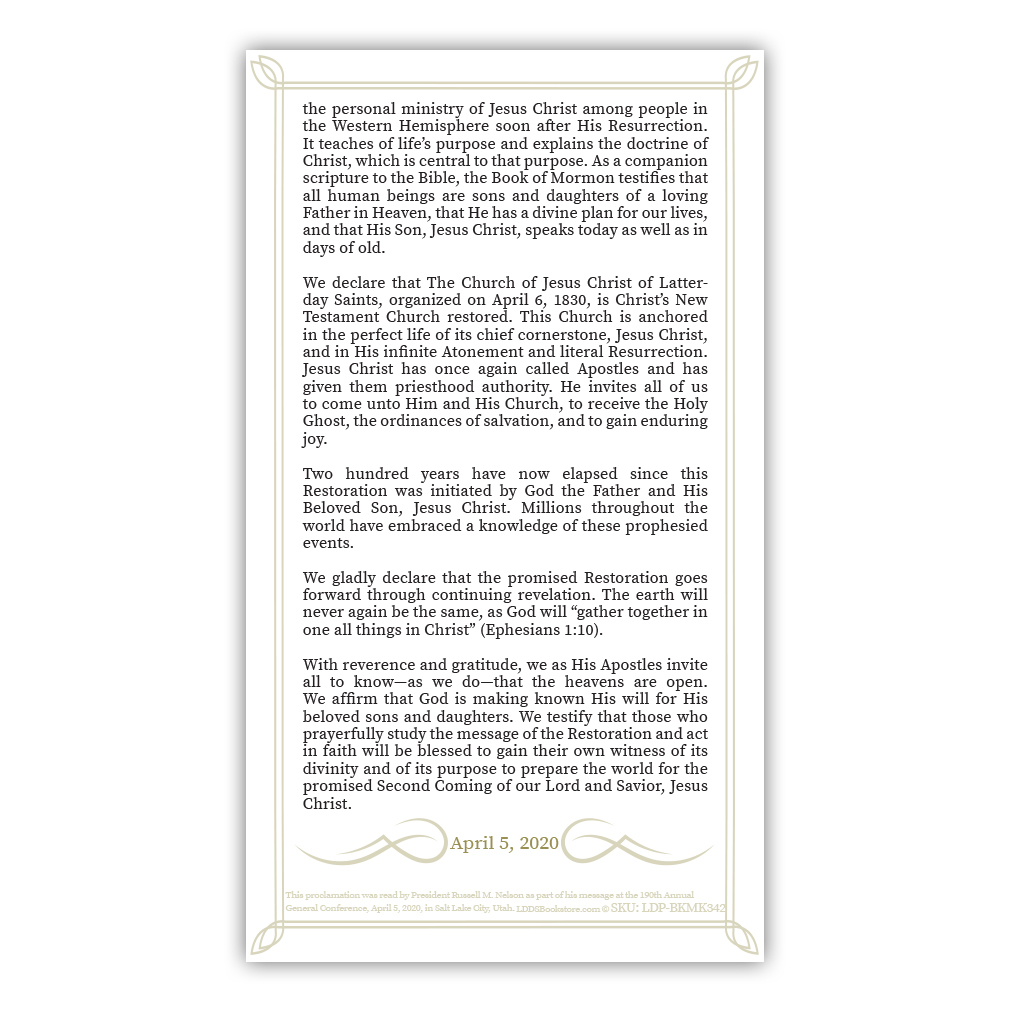 Restoration Proclamation Bookmark - LDP-BKMK342