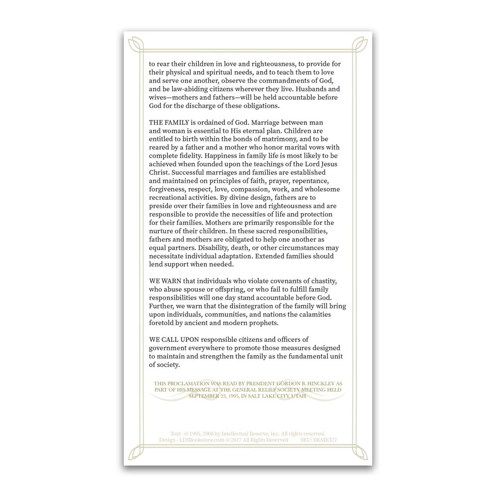 Family Proclamation Bookmark - LDP-BKMK327
