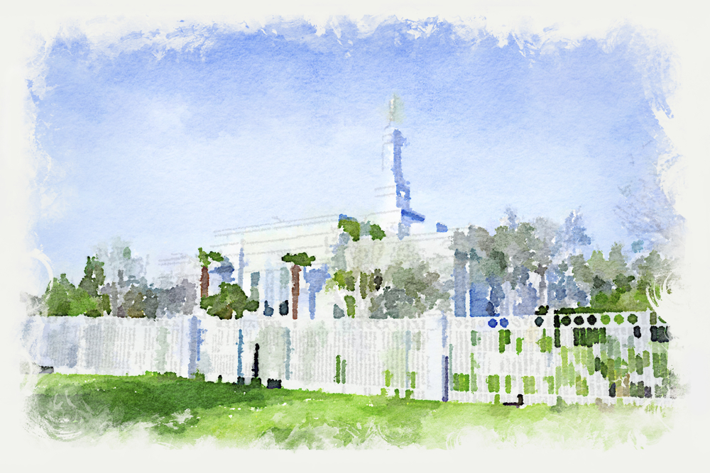Fresno Temple - Watercolor Print - D-LWA-WC-FRE