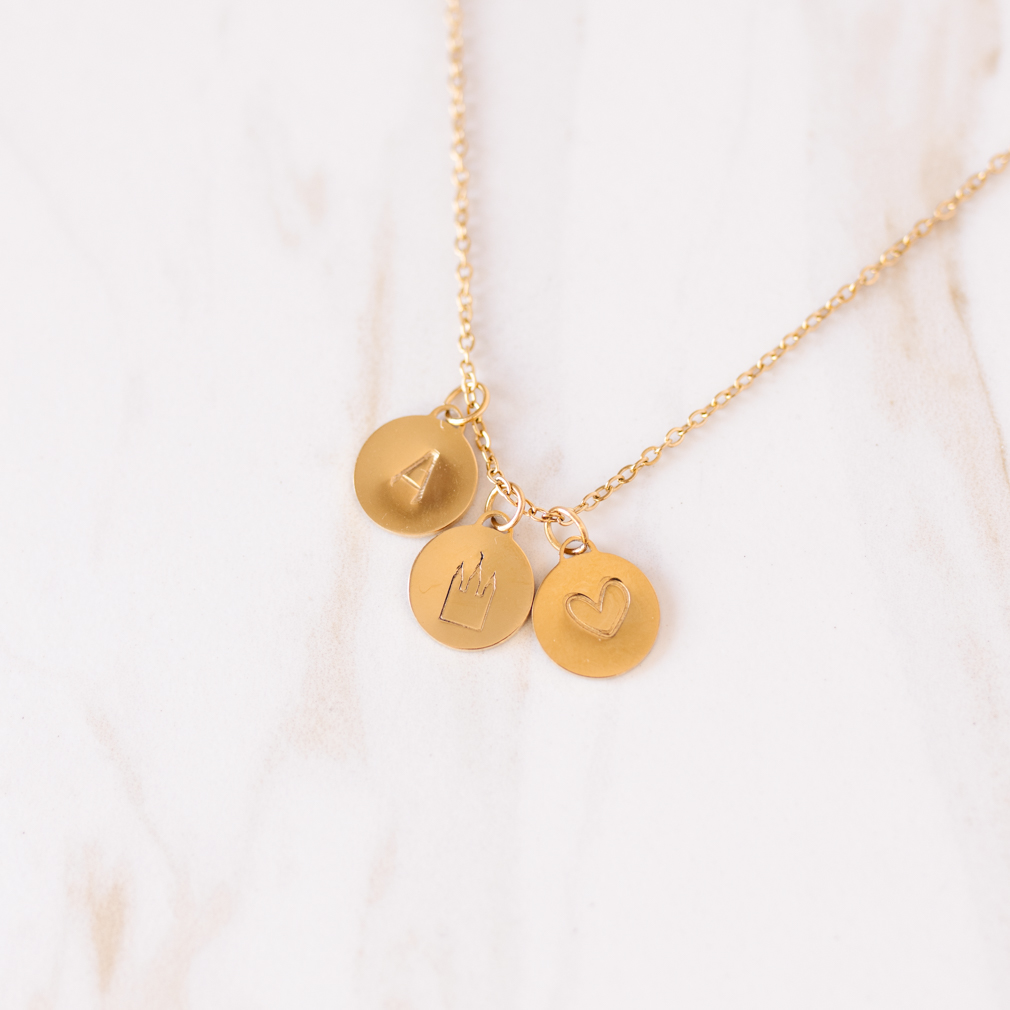 Stamped Temple Charm Necklace - LDP-TEMP-STAMP