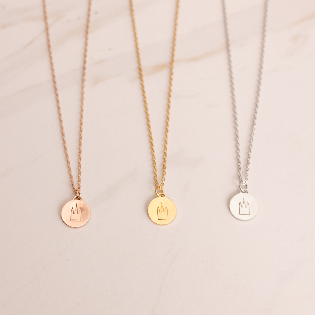 Stamped Temple Charm Necklace - LDP-TEMP-STAMP