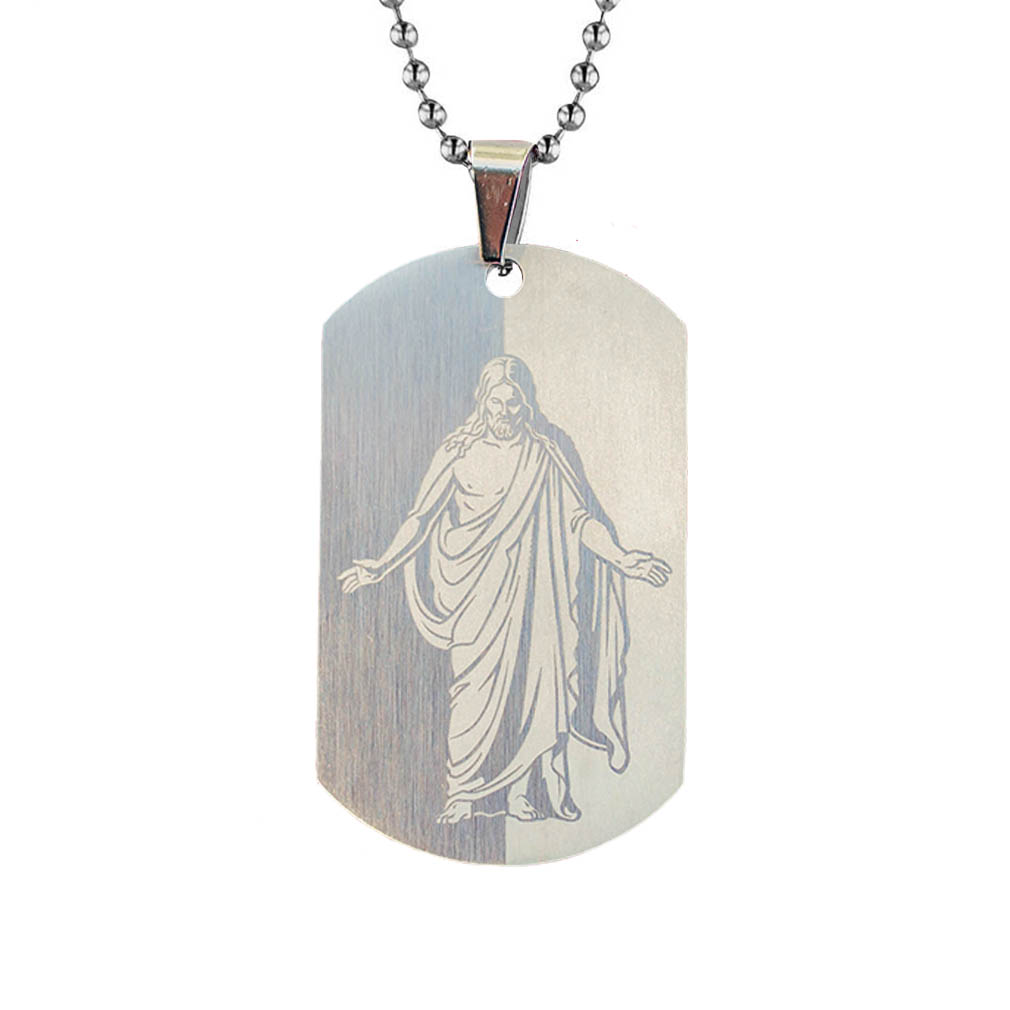Christus Dog Tag Necklace - Silver - LDP-DTG-CHRIST-SLV