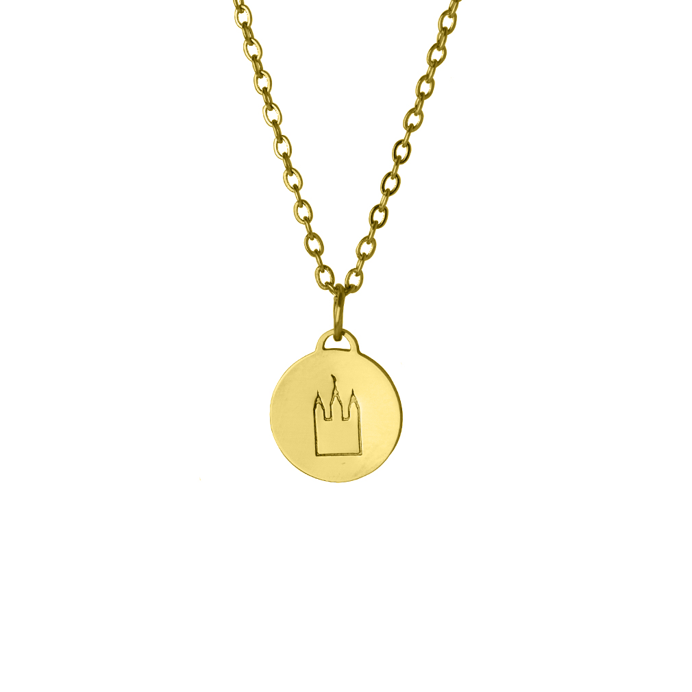 Stamped Temple Charm Necklace - LDP-TEMP-STAMP