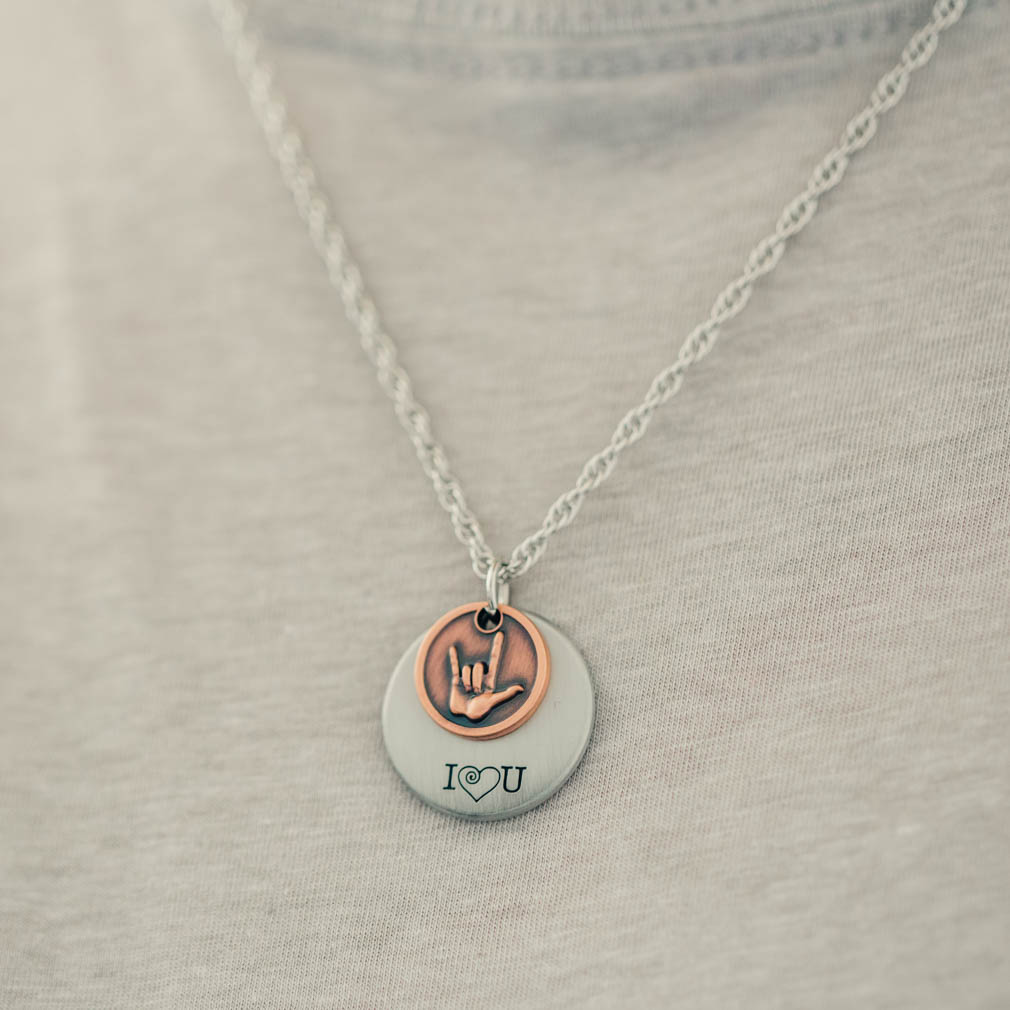 I Love You American Sign Language 2-Piece Necklace - RM-JNL067