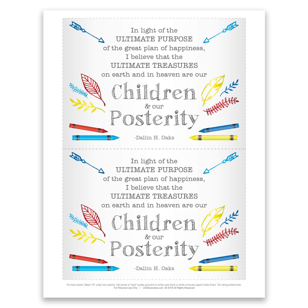 Children &amp; Our Posterity Oaks Quote - Digital Download - LDPD-PBLJULYVT