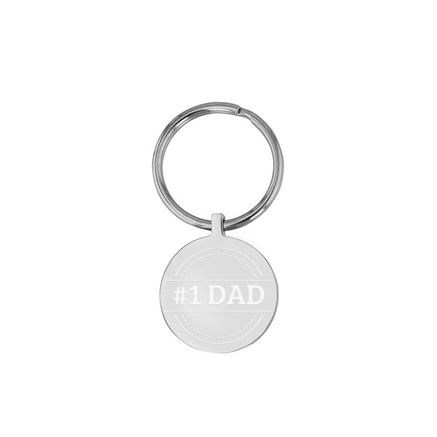 Father's Day Circle Keychain - Silver