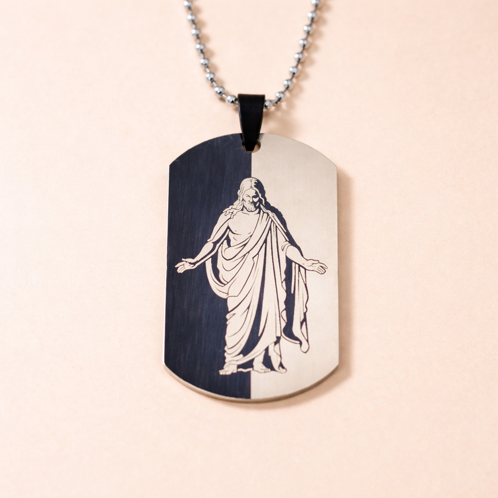 Christus Dog Tag Necklace - Black - LDP-DTG-CHRIST-BLK
