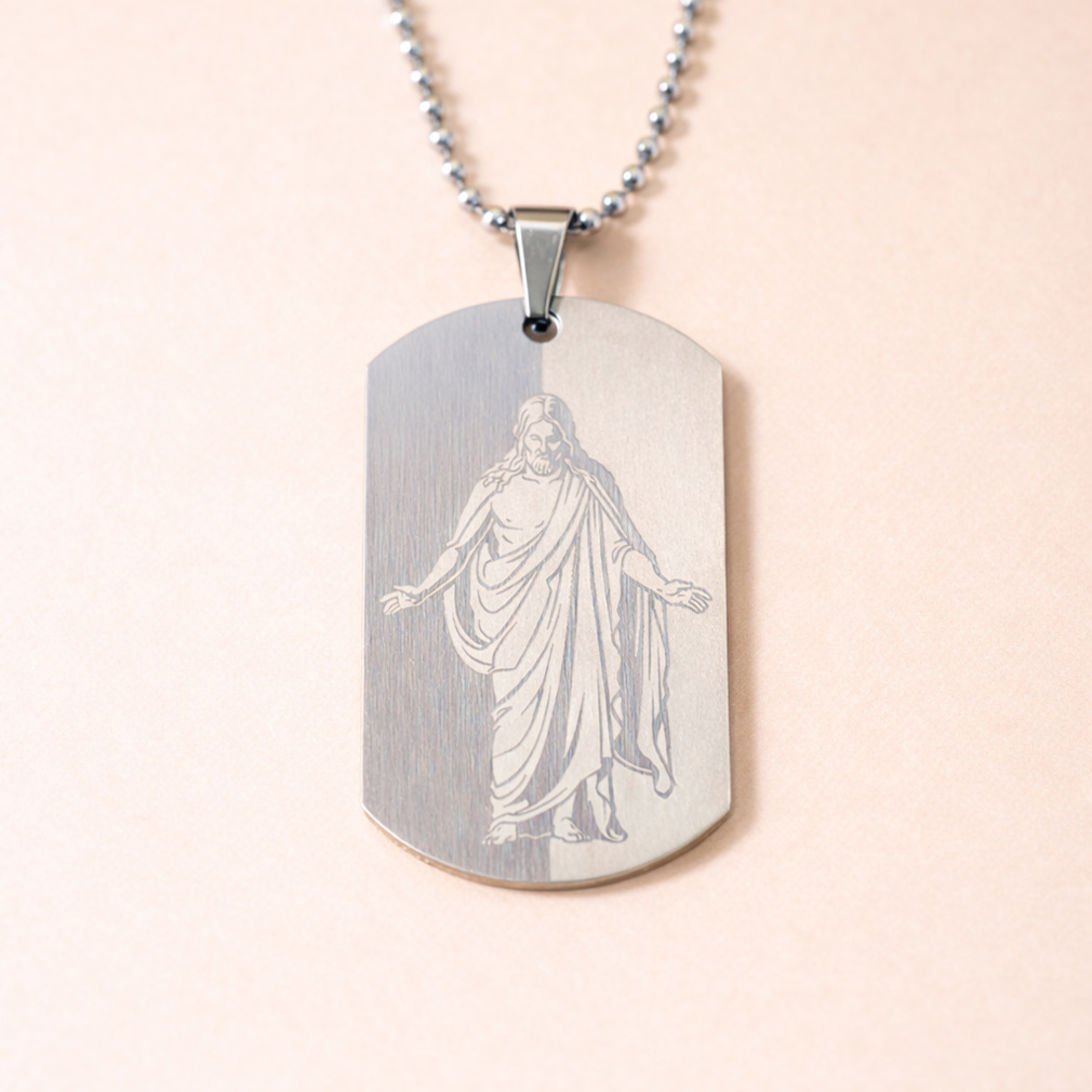 Christus Dog Tag Necklace - Silver - LDP-DTG-CHRIST-SLV