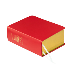 Pre-Made Hand-Bound Genuine Leather Quad - Cherry Red with White Ribbons