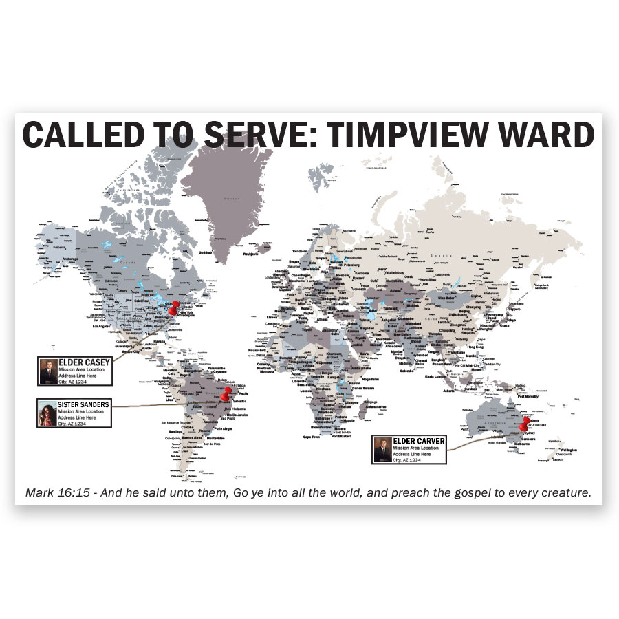 Personalized LDS World Mission Map Poster - LDP-PST133