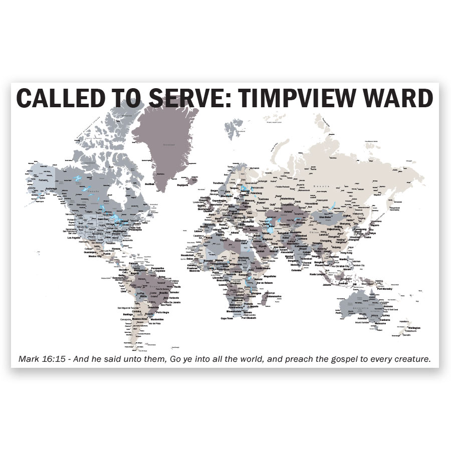 Personalized LDS World Mission Map Poster - LDP-PST133