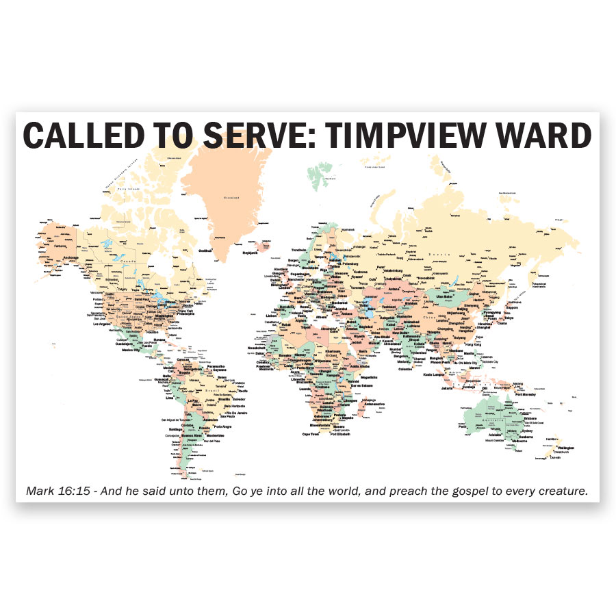 Personalized LDS World Mission Map Poster - LDP-PST133