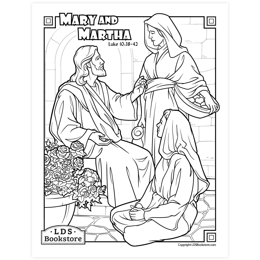 Mary and Martha Coloring Page - Digital Download - LDPD-PBL-COLOR-LUKE10-38