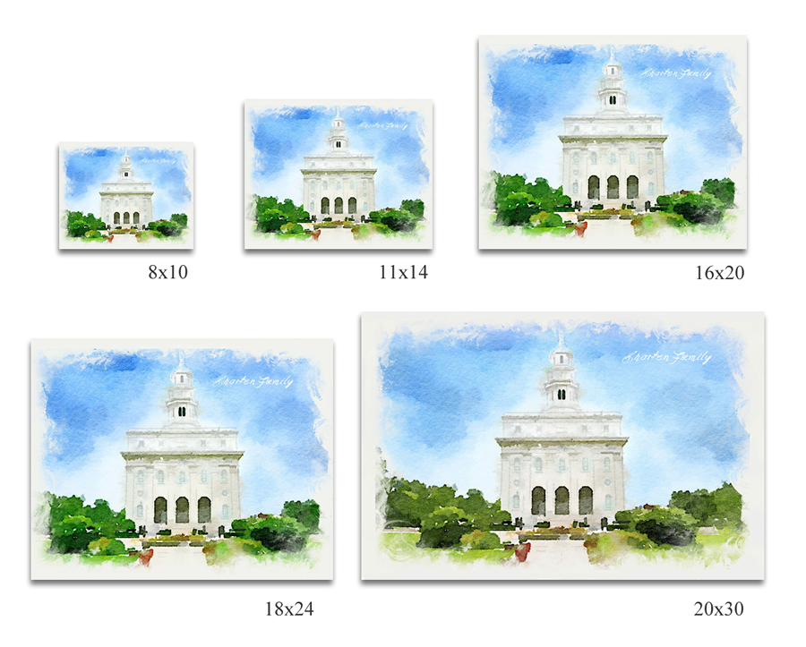 Fresno Temple - Watercolor Print - D-LWA-WC-FRE