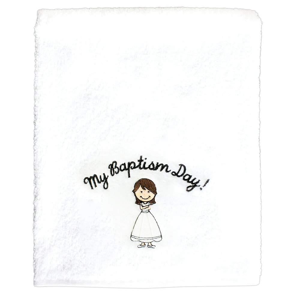 My Baptism Day Towel - Brown Hair Girl - RM-BCL021