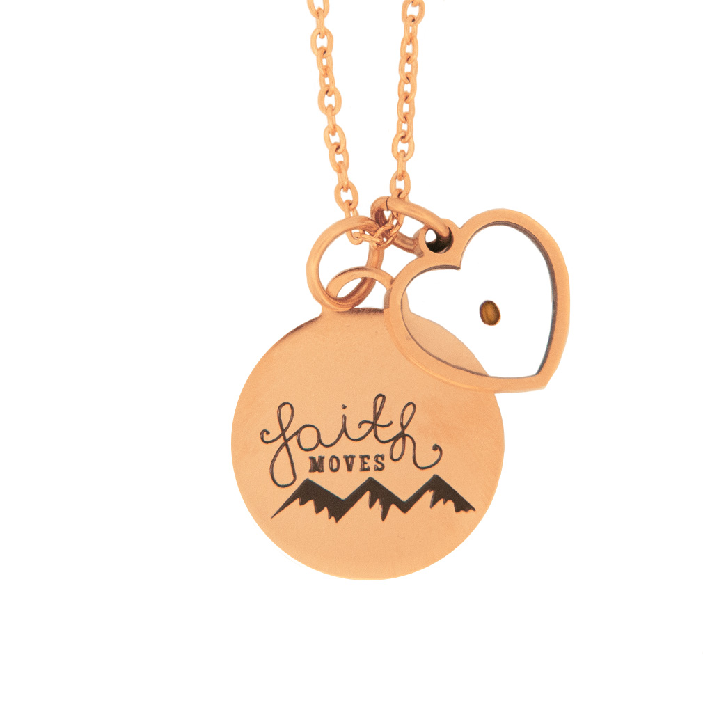 Mustard Seed Heart Necklace With Charm - LDP-MSEED-HRT-CPN