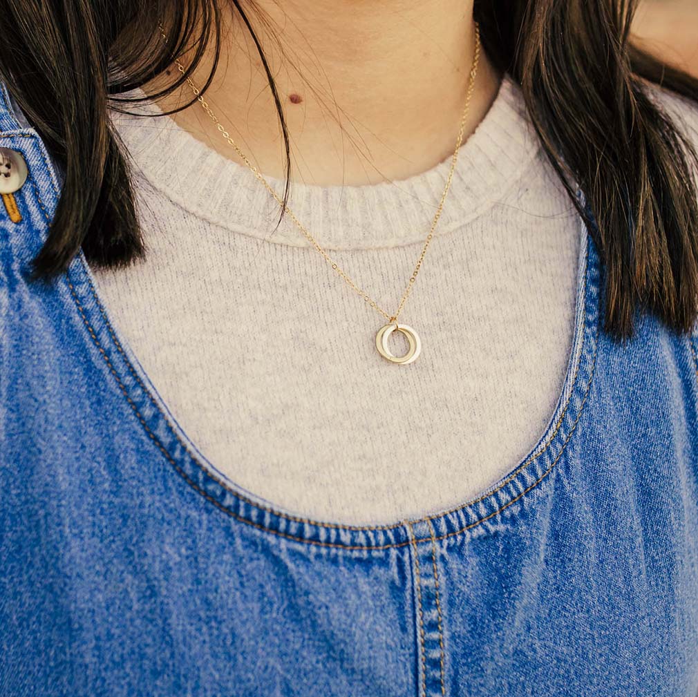 Ministering Double Ring Necklace - DBS-MJ224G