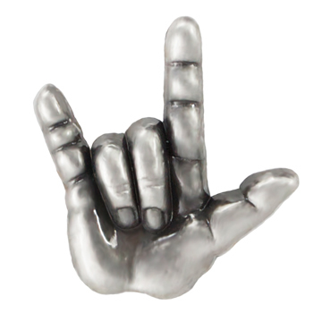 I Love You Sign Language Pin in Antique Silver - RM-PPL063