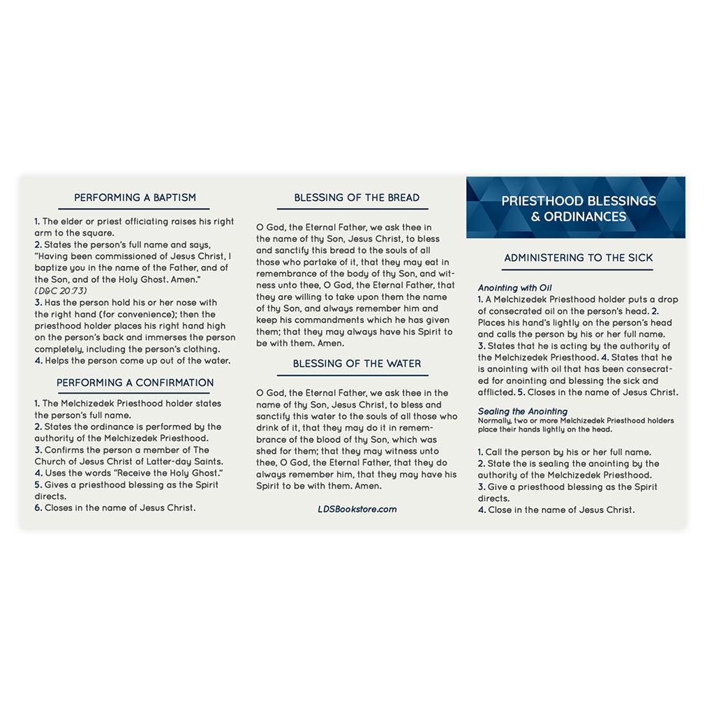 Tri-Fold Priesthood Ordinance Card 