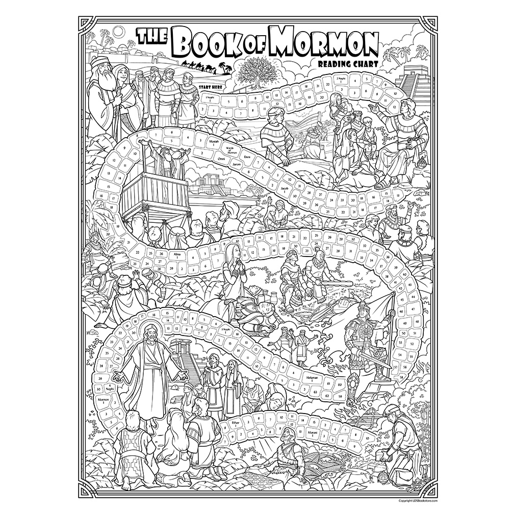 Book of Mormon Reading Chart Poster - Coloring Roadmap - LDP-RC-BOM