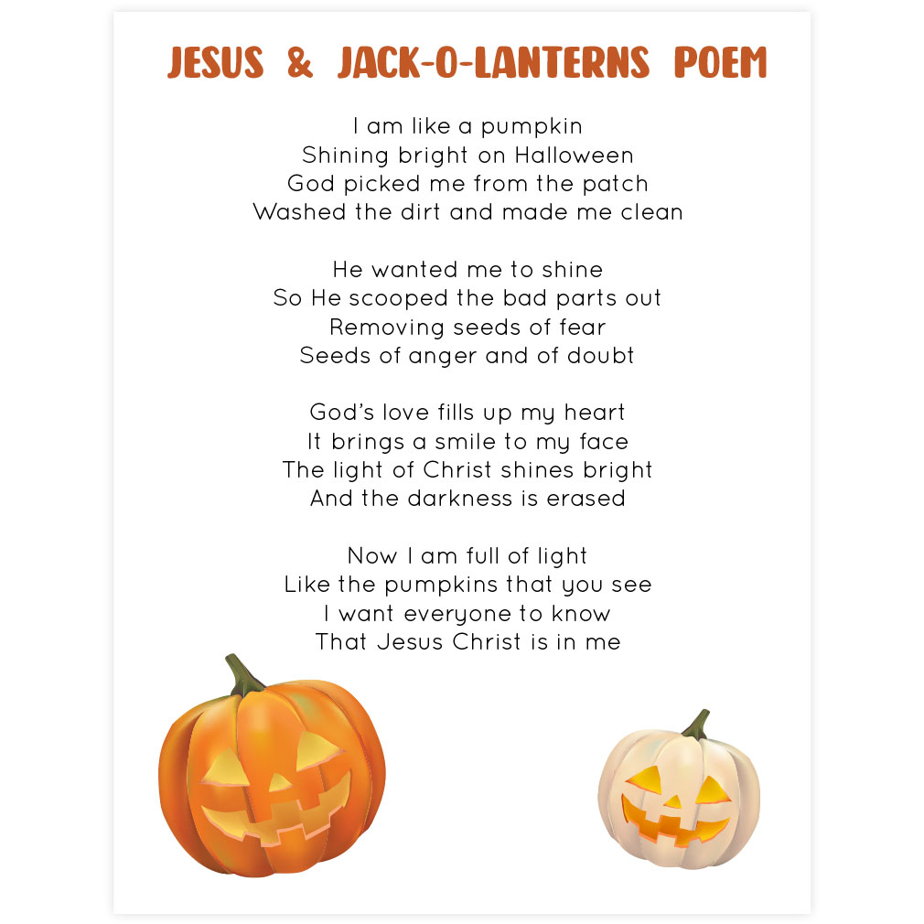 Jesus and Jack-o-Lanterns Poem - Digital Download - LDPD-PBL-ACT-JAJP
