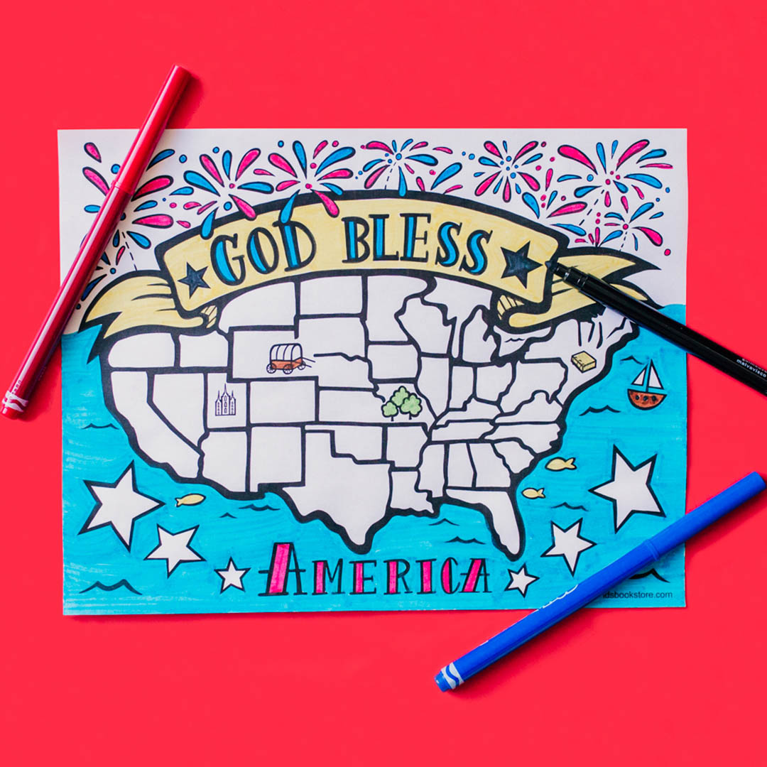 God Bless America Coloring Page - Digital Download - LDPD-COLOR-AMERICA19
