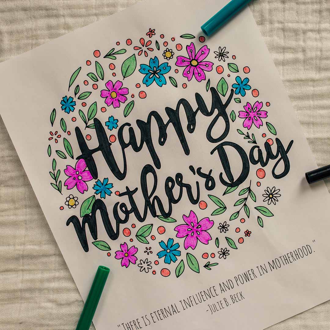 Happy Mother's Day Coloring Page - Digital Download - LDPD-COLOR-MOM19