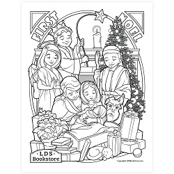 Family Nativity Coloring Page - Digital Download
