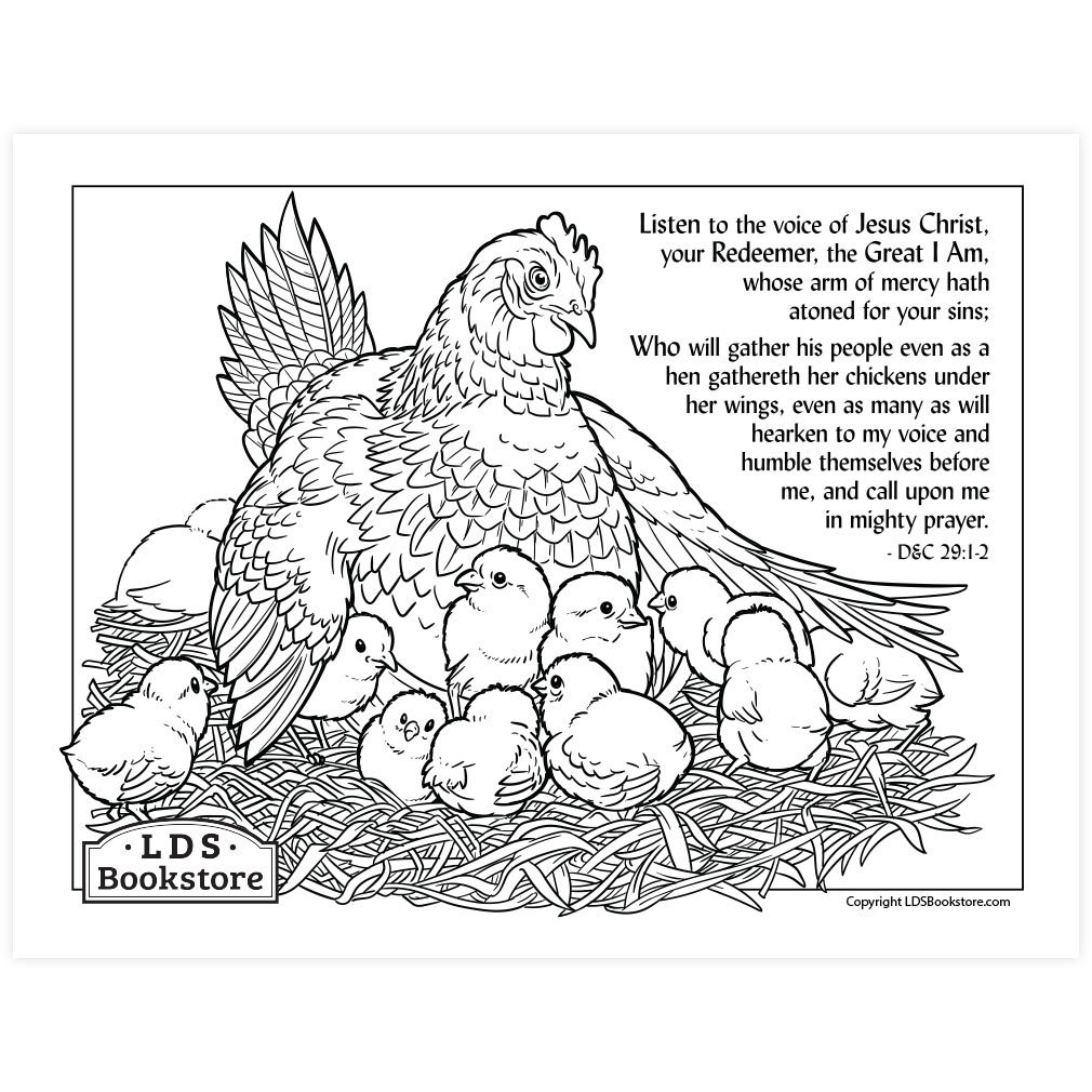As a Hen Gathereth Her Chickens Coloring Page - Digital Download - LDPD-PBL-COLOR-DOCTCOV29