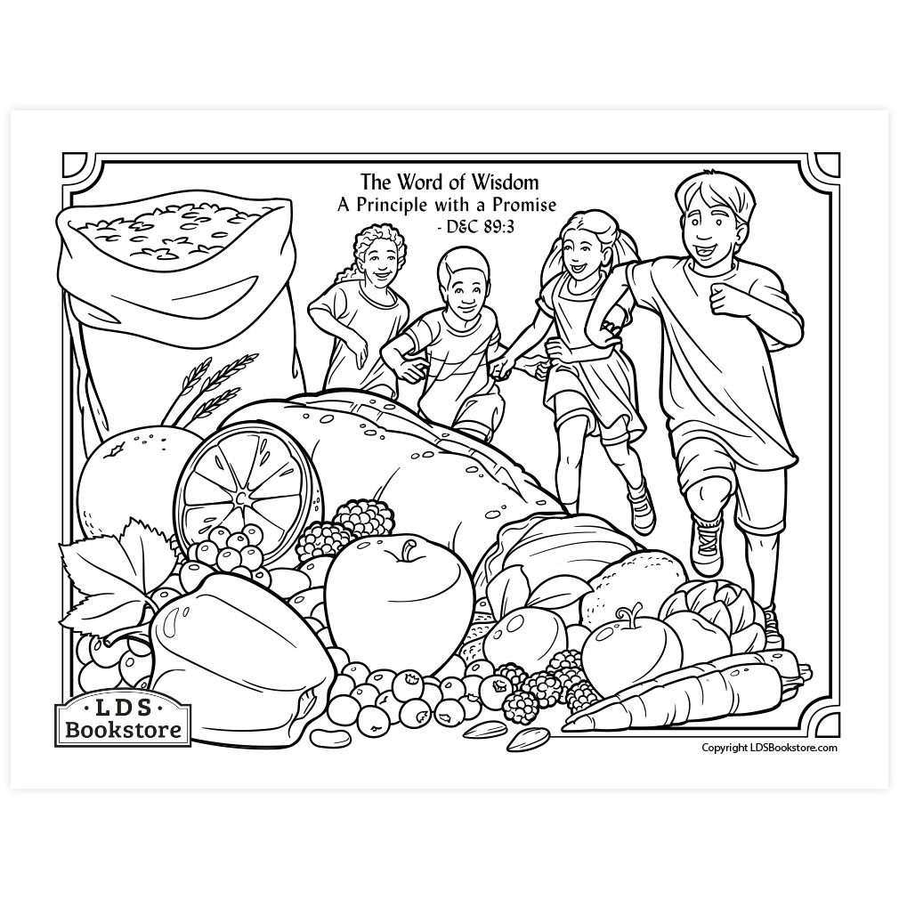 The Word of Wisdom Coloring Page - Digital Download - LDPD-PBL-COLOR-DOCTCOV89