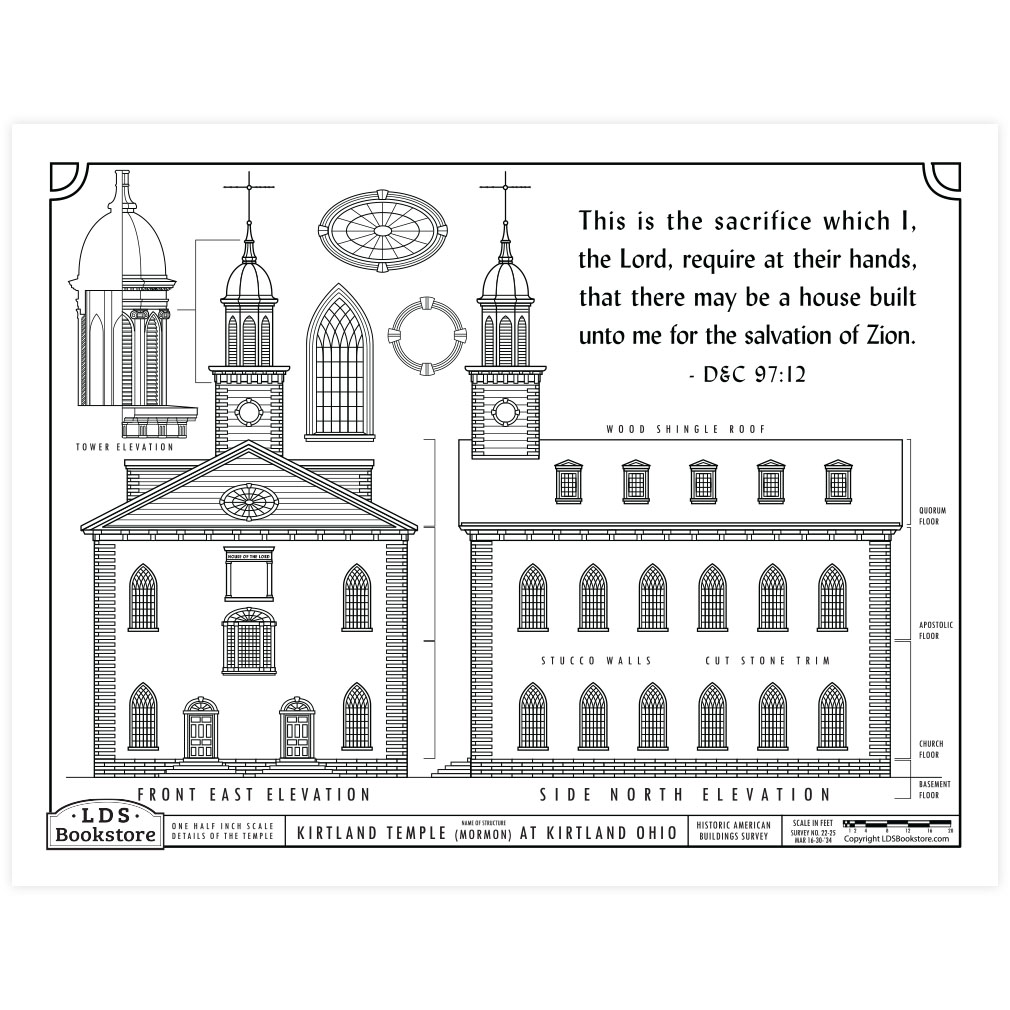 Kirtland Temple Building Plans Coloring Page - Digital Download - LDPD-PBL-COLOR-DOCTCOV97