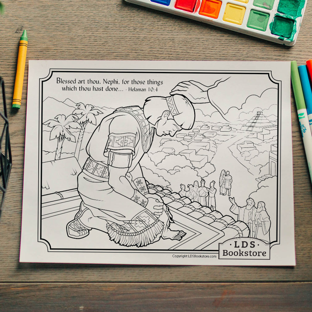 Blessed Art Thou Nephi Coloring Page - Digital Download - LDPD-PBL-COLOR-HEL10
