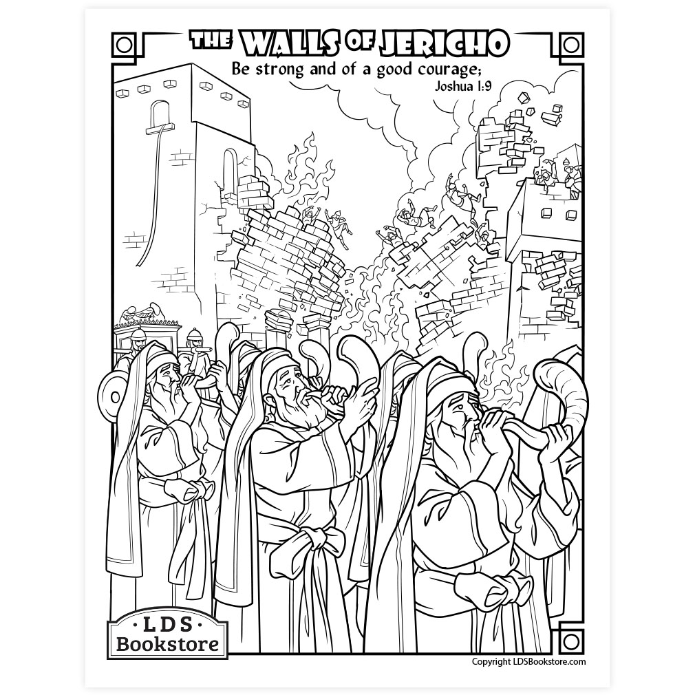 Be Strong and of a Good Courage Walls of Jericho Coloring Page - Digital Download - LDPD-PBL-COLOR-JOSH1-9