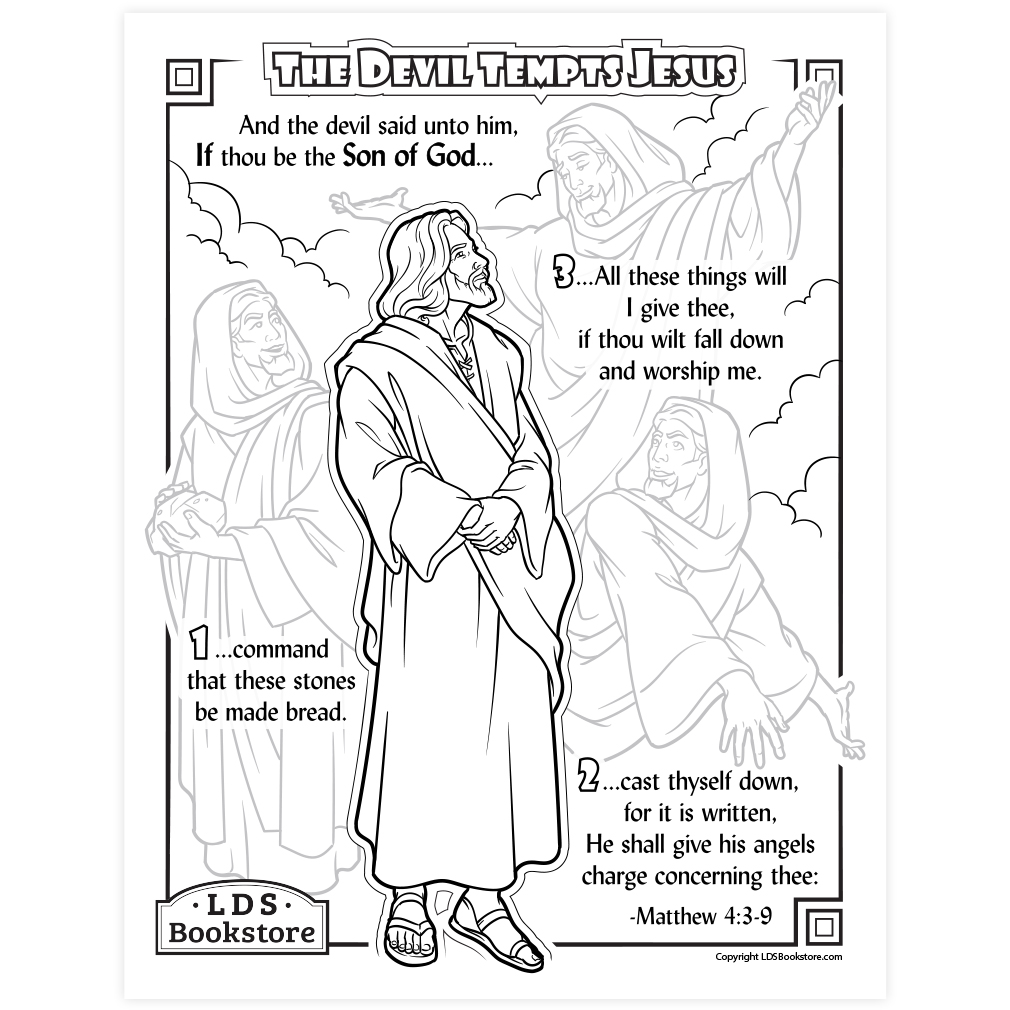 The Devil Tempts Jesus in the Wilderness Coloring Page - Digital Download - LDPD-PBL-COLOR-MATT4-3-9