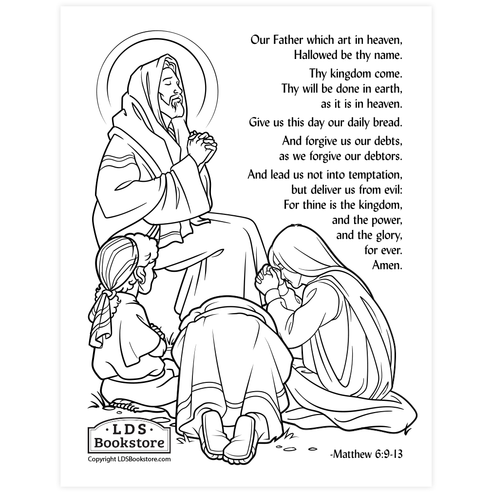 The Lord's Prayer Coloring Page - Digital Download - LDPD-PBL-COLOR-MATT6-9