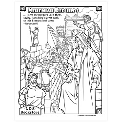 Nehemiah Rebuilds the Walls of Jerusalem Coloring Page - Digital Download come follow me coloring page, free lds coloring page, old testament coloring page, pearl of great price coloring page