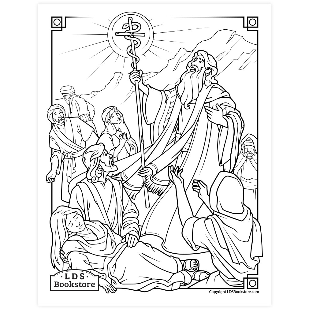 Moses and the Brass Serpent Coloring Page - Digital Download - LDPD-PBL-COLOR-NUMB21