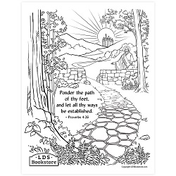 Ponder the Path of Thy Feet Coloring Page - Digital Download come follow me coloring page, free lds coloring page, old testament coloring page, pearl of great price coloring page