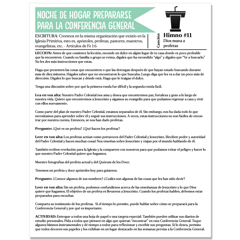 Spanish General Conference Activity Packet - Digital Download - LDPD-PBL-GCP-SPN