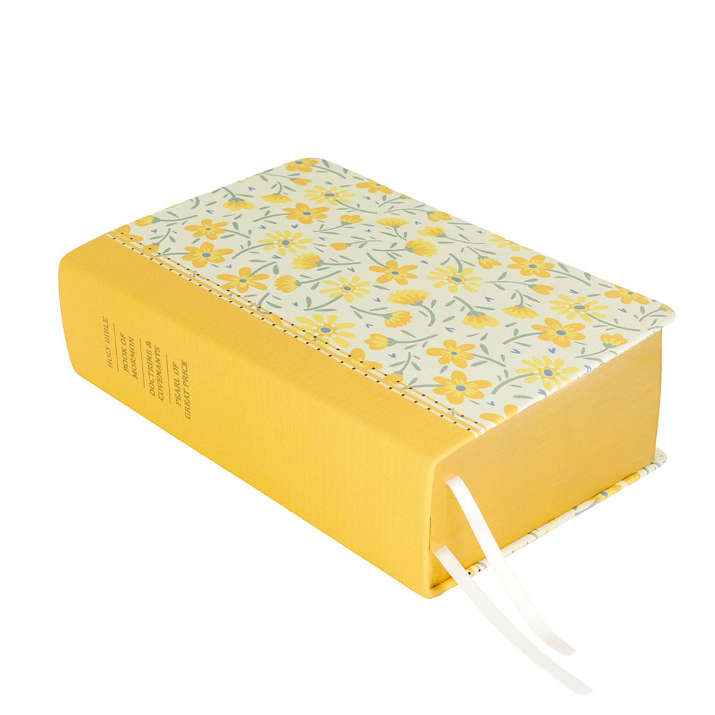 Large Hand-Bound Genuine Leather Quad - Buttercup Bouquet - LDP-HB-PLQ-WHT-BUB
