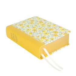 Hand-Bound Genuine Leather Bible - Buttercup Bouquet buttercup scriptures, flower scriptures, flower pattern, yellows flowers, yellow scriptures, yellow pattern, pattern scriptures, patterned scriptures, lds scriptures, scriptures