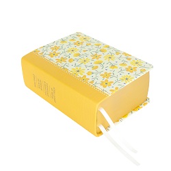 Hand-Bound Genuine Leather Quad - Buttercup Bouquet buttercup scriptures, flower scriptures, flower pattern, yellows flowers, yellow scriptures, yellow pattern, pattern scriptures, patterned scriptures, lds scriptures, scriptures