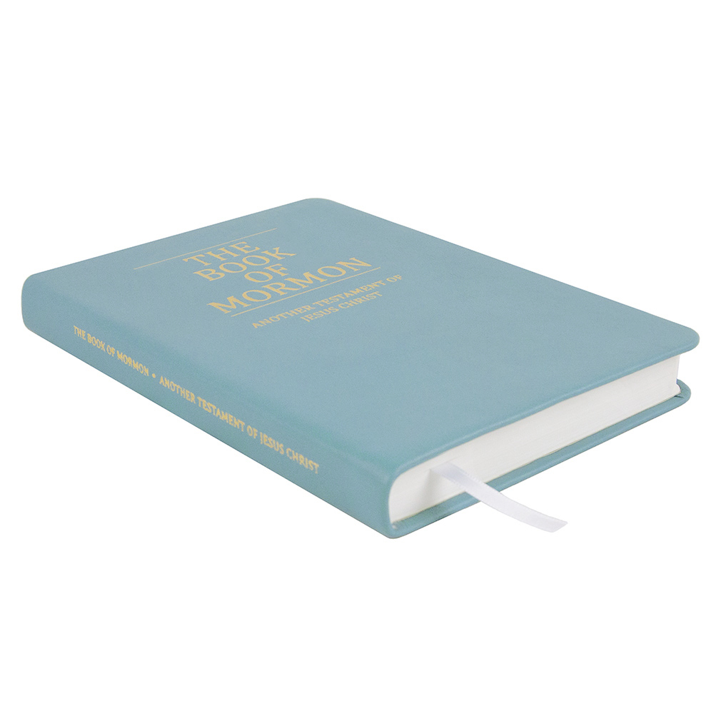 Hand-Bound Genuine Leather Book of Mormon - Sky Blue - LDP-HB-BOM-SBL