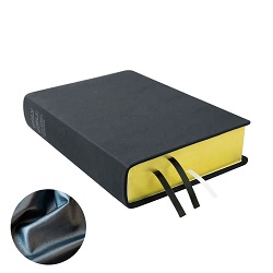 Large Hand-Bound Genuine Leather Bible - Pearlized Gunmetal