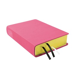 Large Hand-Bound Genuine Leather Bible - Pink pink lds scriptures, custom lds scriptures, pink lds scripture, pink Bible combination, color Bible combination scriptures,pink Bible combination scriptures